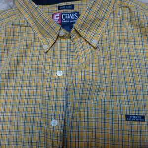 chaps lauren mens yellow plaid shirt longsleeve xl